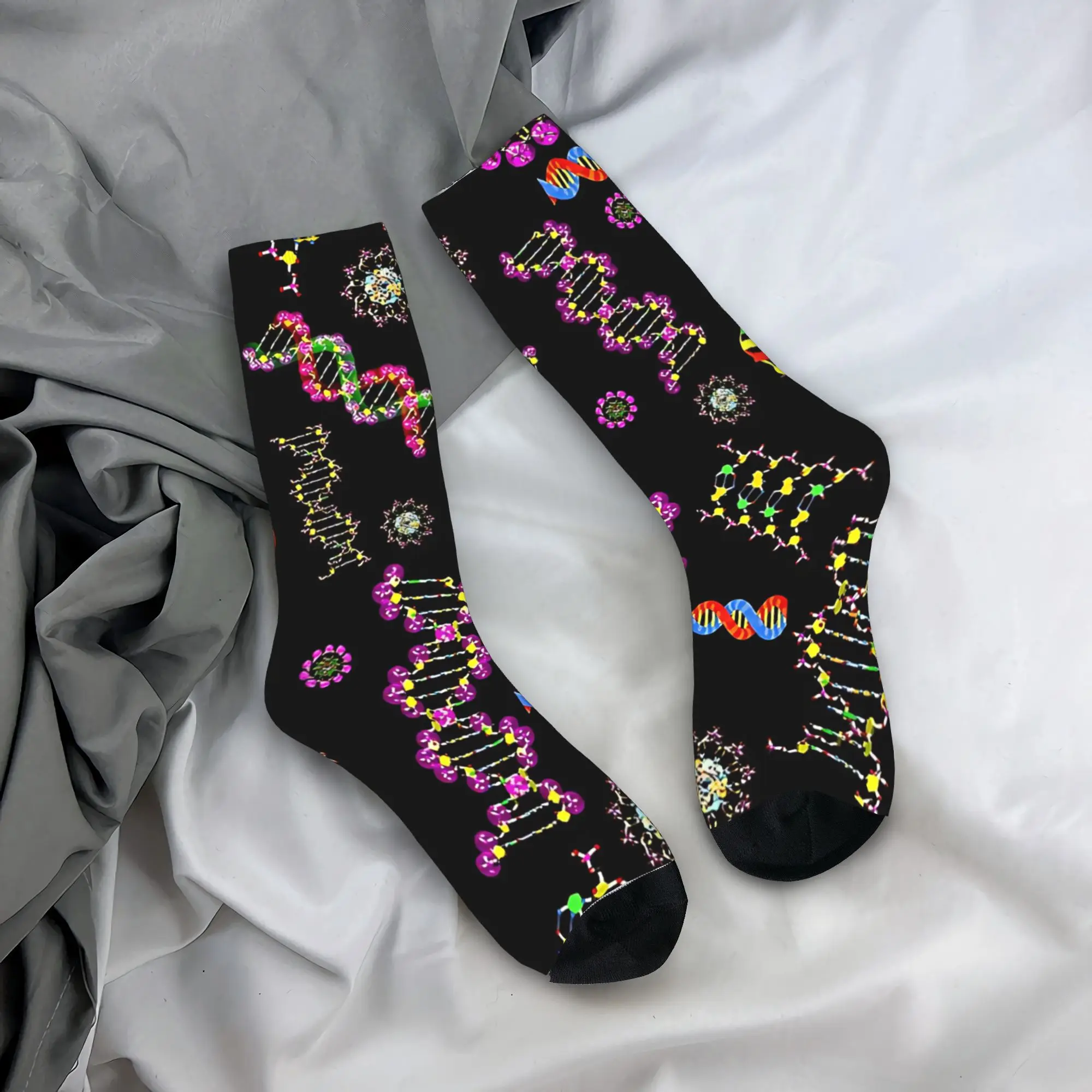 

DNA Molecules Medley Stockings Custom Trendy Socks Autumn Non Skid Socks Unisex Men Running Comfortable Socks