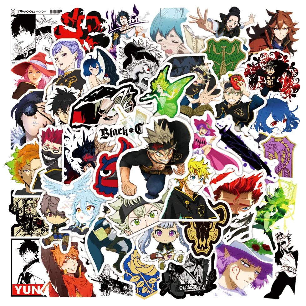 50Pcs Cartoon Anime Black Clover Series Graffiti Stickers Suitable for Laptop Helmets Desktop Decoration DIY Stickers Toys