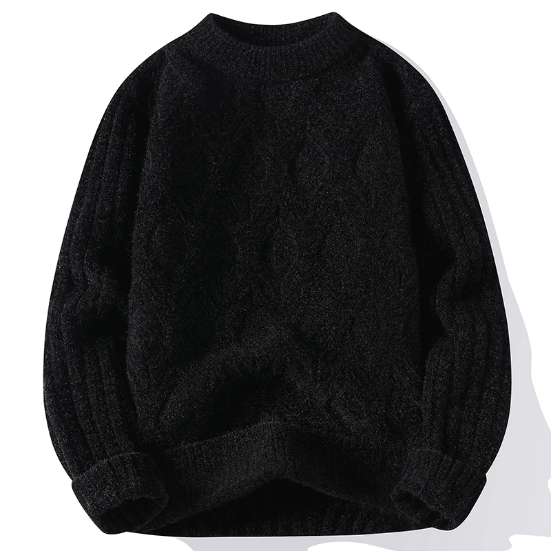 

Men's Solid color Matching Winter Knitted Sweater High-quality New Pullover Loose and Warm Thick Street Autumn Wool