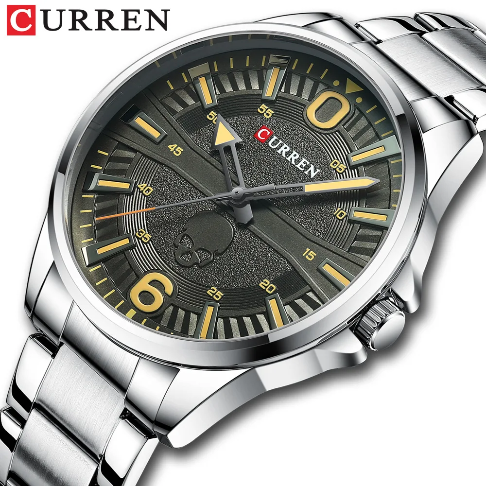 CURREN 8389, мужские кварцевые часы, модные повседневные часы с ремешком из нержавеющей стали, черные, серебристые, синие, деловые крутые наручные часы CURREN 8389, мужские кварцевые часы, модные повседневные часы с ремешком из нержавеющей стали, черные, серебристые, синие, деловые крутые наручные часы