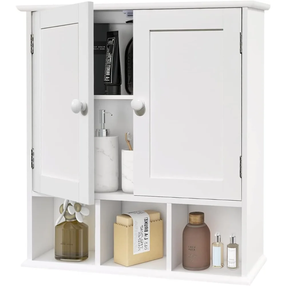 

TaoHFE Bathroom Wall Cabinet with 2 Door Adjustable Shelves,Over The Toilet Storage White Wall Mounted Medicine Cabinets for