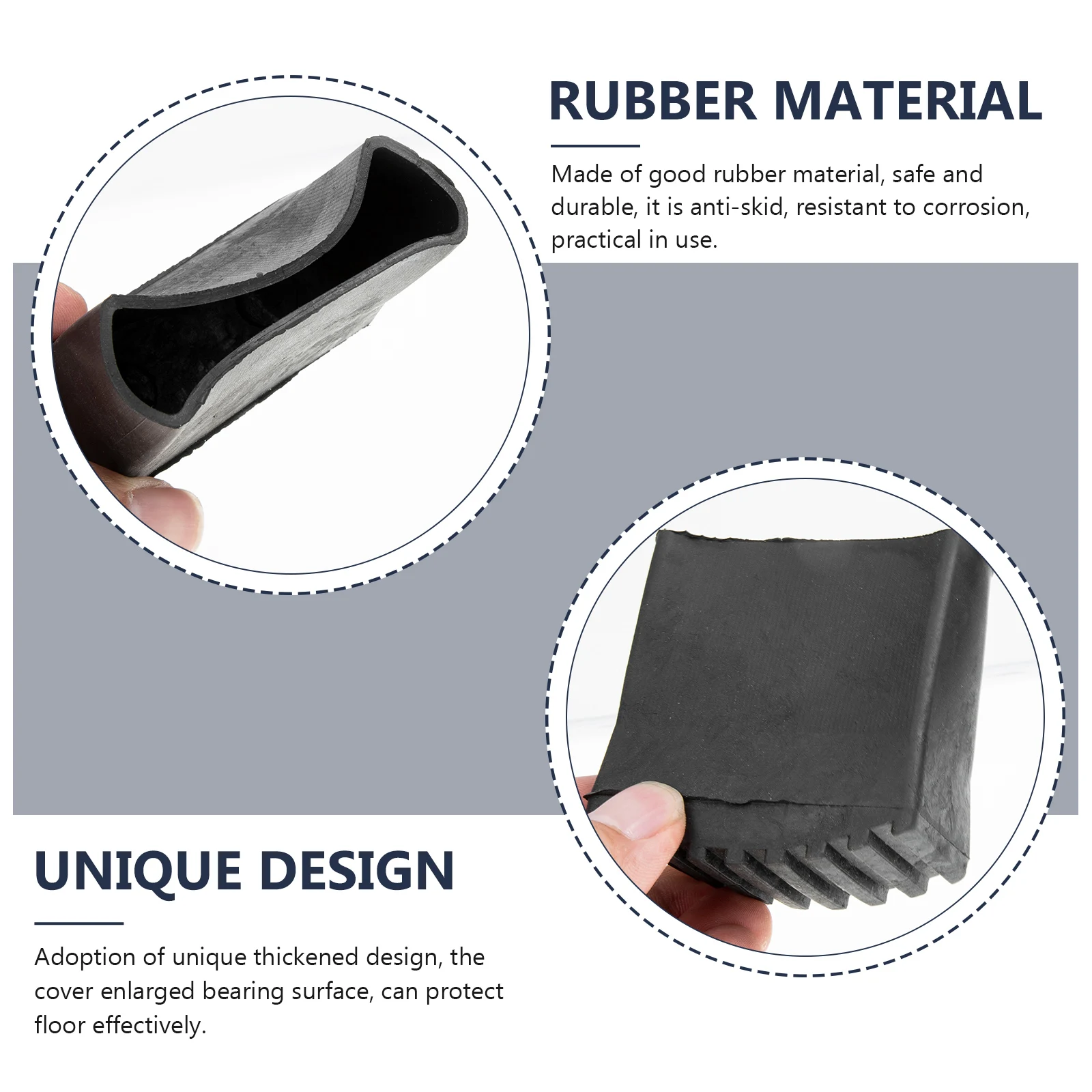 

4pcs Ladder Feet Cover Black Rubber Pads 25x63mm Anti Skid Durable Floor Protection Construction Facility Parts