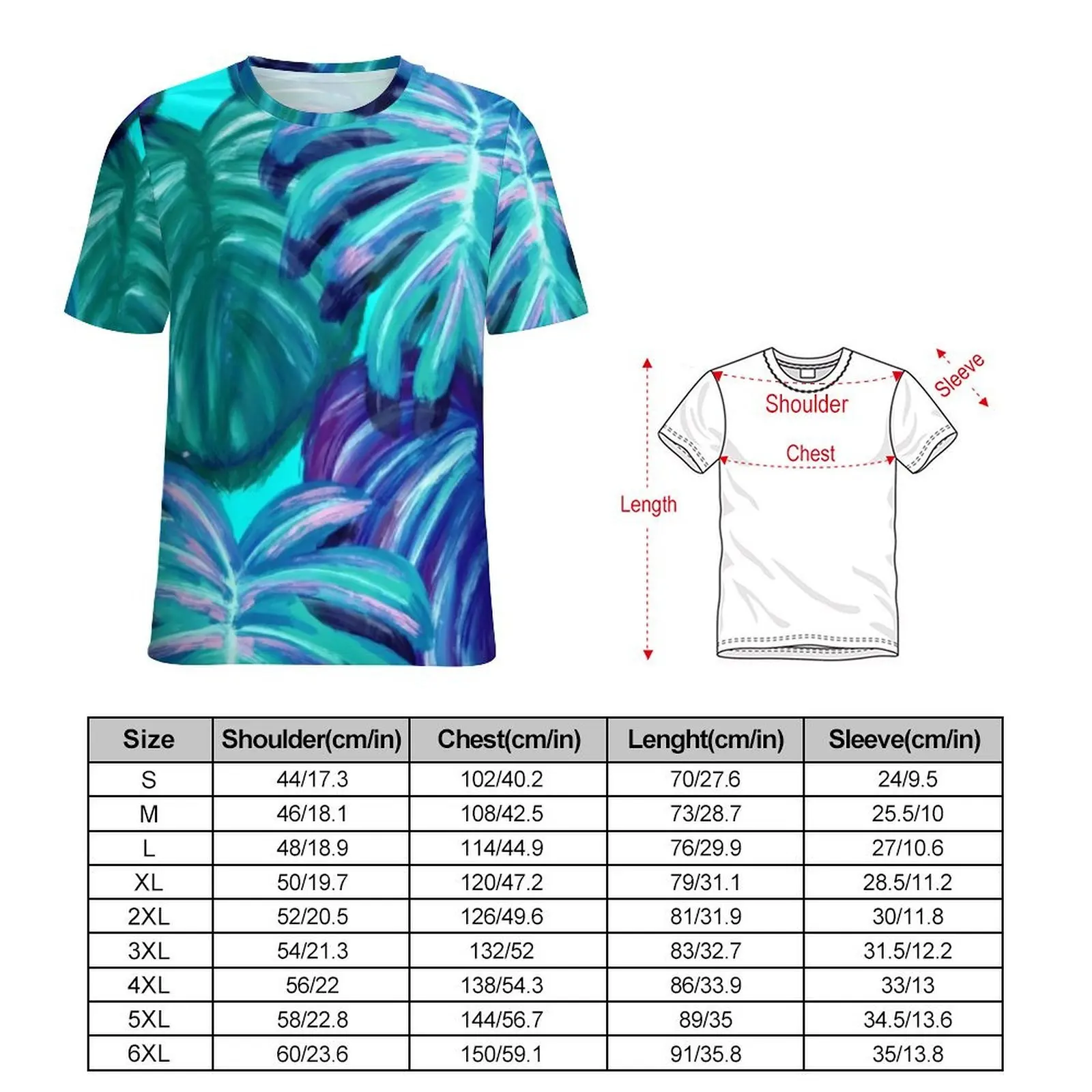 Watercolor Tropical T Shirt Palm Springs Neon Vintage T Shirts Short-Sleeve Tops Hot Sale Summer Casual Oversized Top Tees