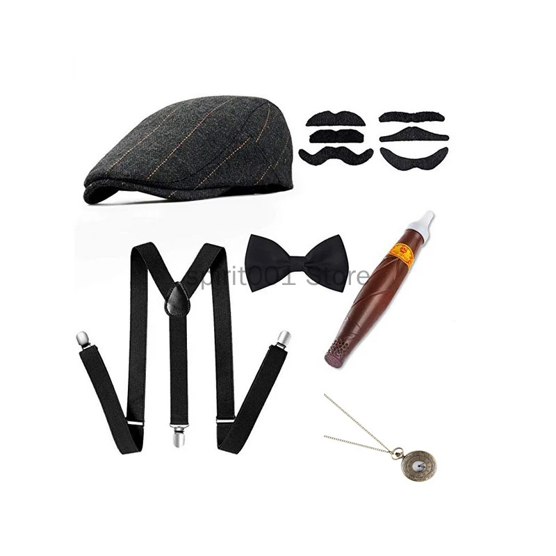 Neue Partei Erwachsene Jungen Zubehör 1920S Mens Great Gatsby Zubehör Set Roaring 20s 30s Retro Gangster Kostüm