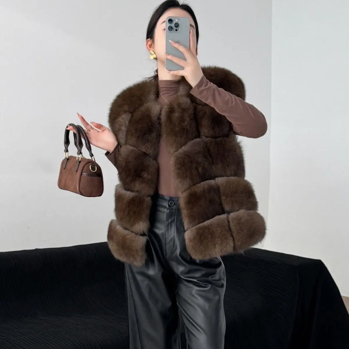Winter Women Real Fox Fur Vest Natural Soft Fox Fur Sleeveless Jacket Lady Quality Warm Genuine Fox Fur Gilet Streetwear Coat
