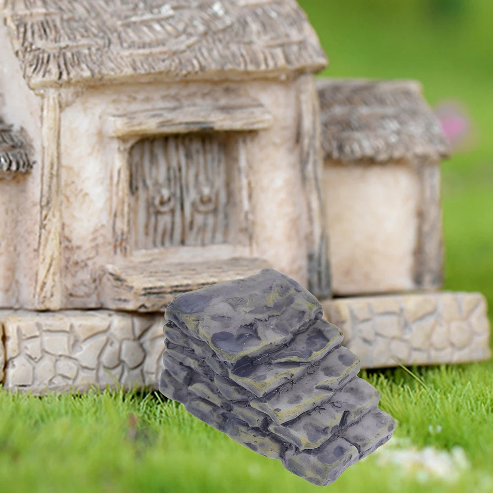 

12Pcs Miniature Stone Stairs Resin Fairy Garden Accessories Dollhouse Grey Fish Tank Micro Landscape Ornament Pretend Play Toy