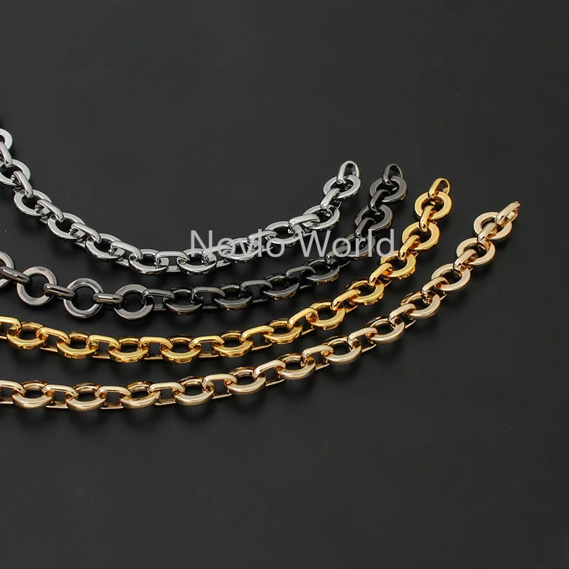 50cm 1meter 10 meters 4 colors K gold 7mm width Alloy and Iron metarial round shape chains for chain purse replace handbag parts