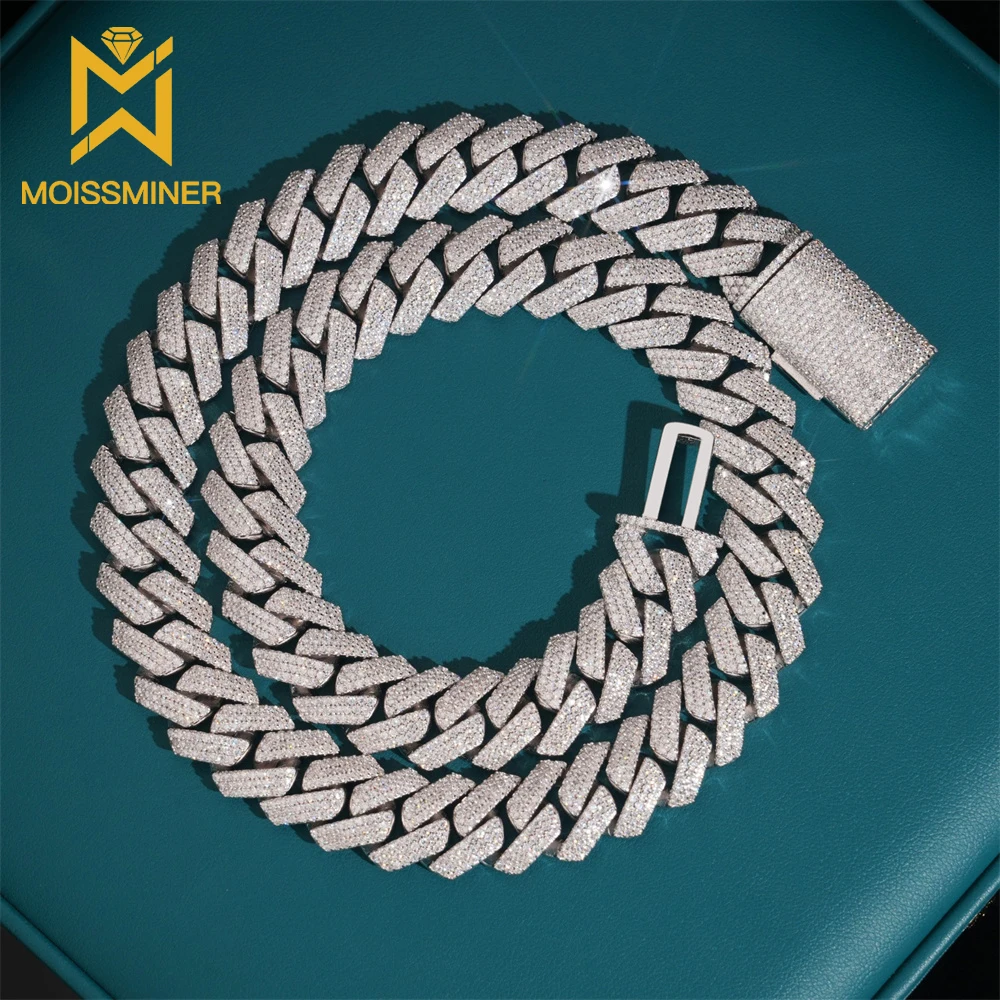 

Icedminer 15 мм 3 ряда муассанит с бриллиантами кубинская цепочка со льдом ожерелья для мужчин женщин S925 серебряное колье Pass Tester GRA