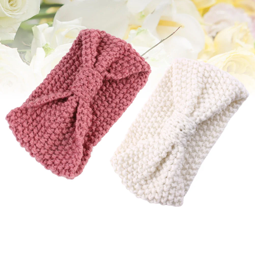 2 Pcs Hair Ribbons Knitted Hairbands for Women Fashion Stylish Headbands Headwraps Mother