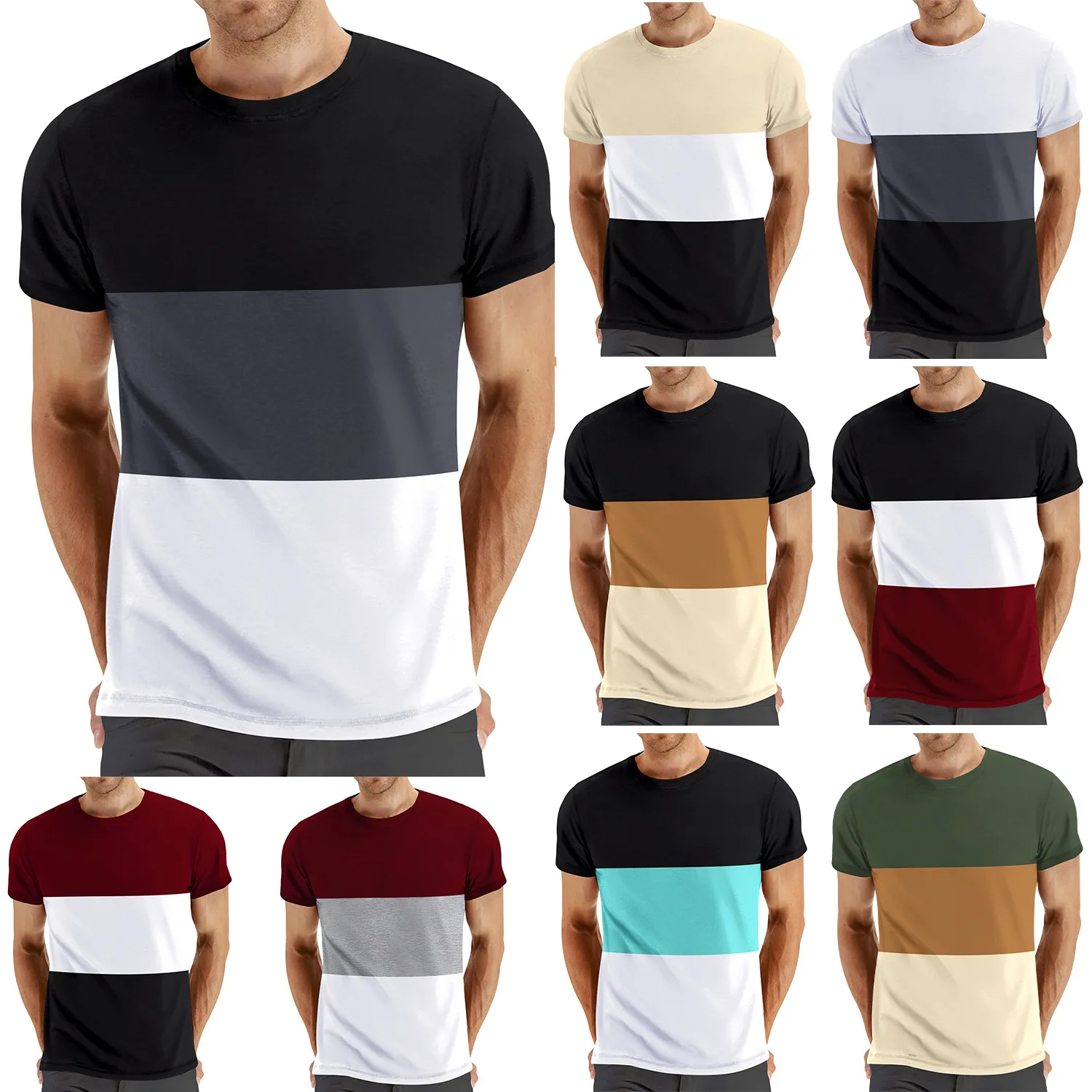 Pop Men Striped T-Shirt Stripes Top Tees Male Fashion Short Sleeve Blue Red White Black T Shirt Costume Cosplay Party