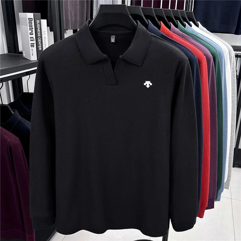 Hochwertiges Herren-Polohemd mit Originaldruck, Herbstmode, 100% Baumwolle, Revers, Langarm-T-Shirt, bequeme Freizeitkleidung für Herren – Detail 14