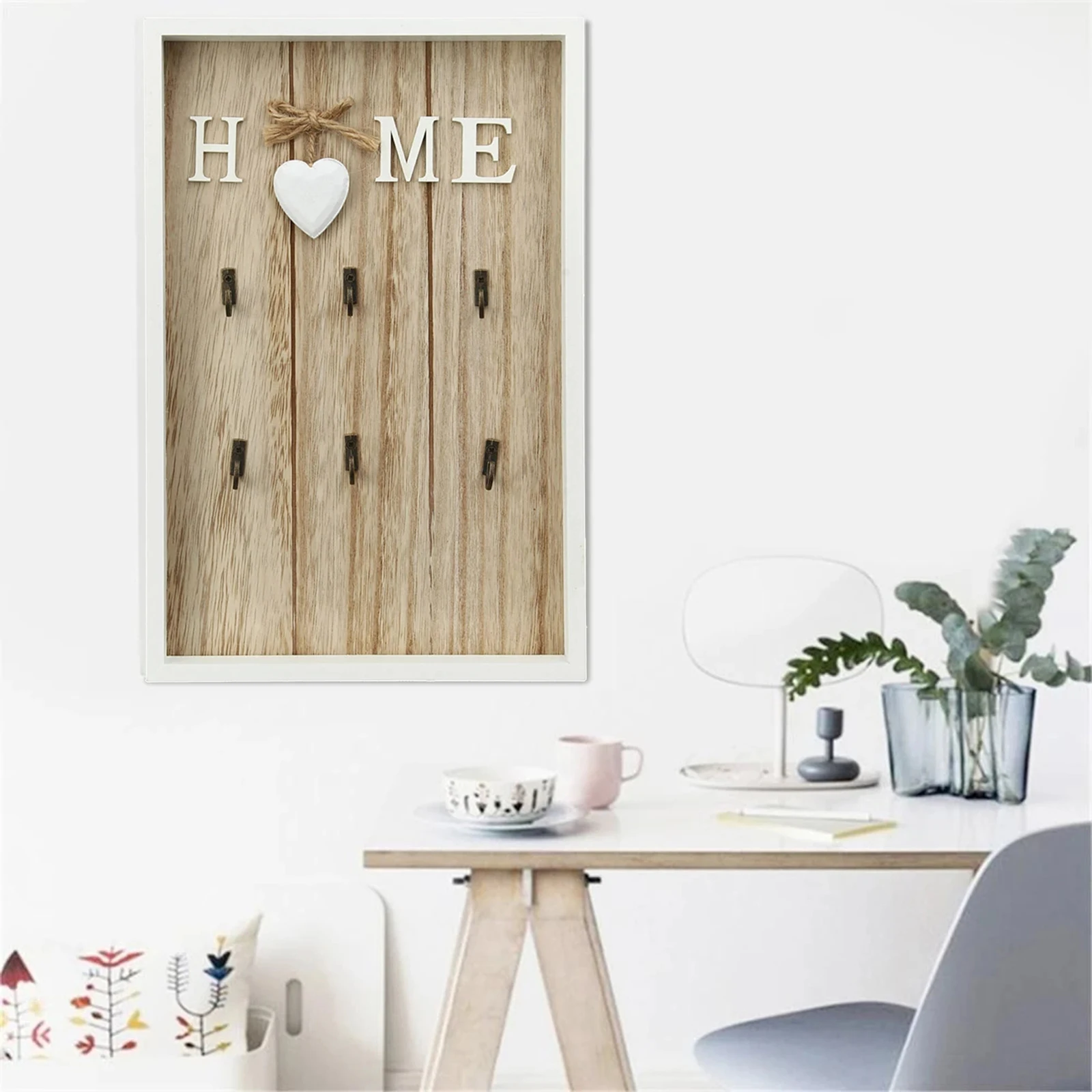 Wall Mounted Key Holder Wooden Key Organizer Hanger With 6 Hook Wall Decorative Holder Key Holder Wall Minimalist Wall Hook