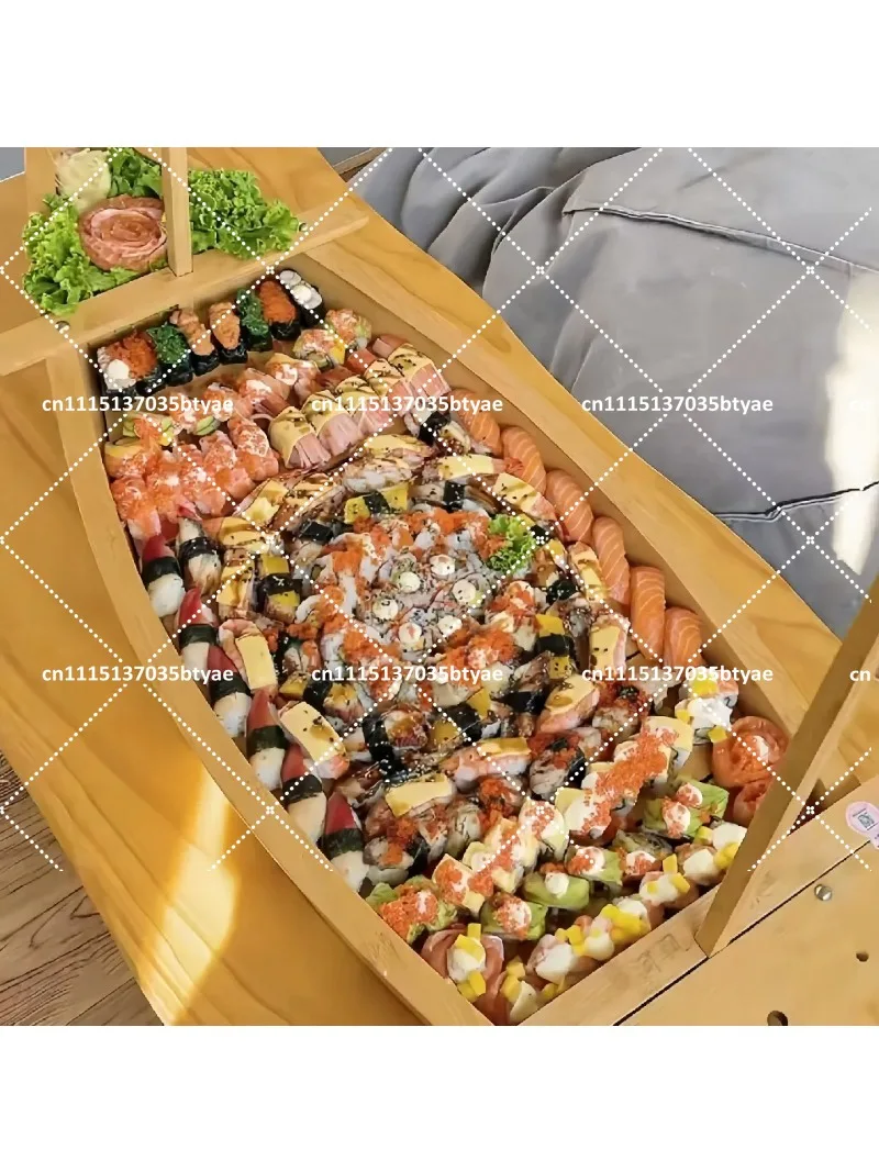 Decorative Sushi Boat Platter for Sashimi Fish Seafood Serving with Dry Ice Dragon Boat Counter Display