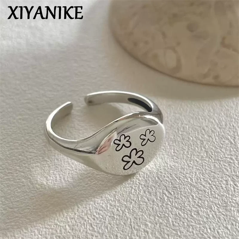 XIYANIKE Korean Retro Flower Cuff Finger Rings For Women Girl Fashion New Jewelry Bosom Friend Gift Party anillos mujer