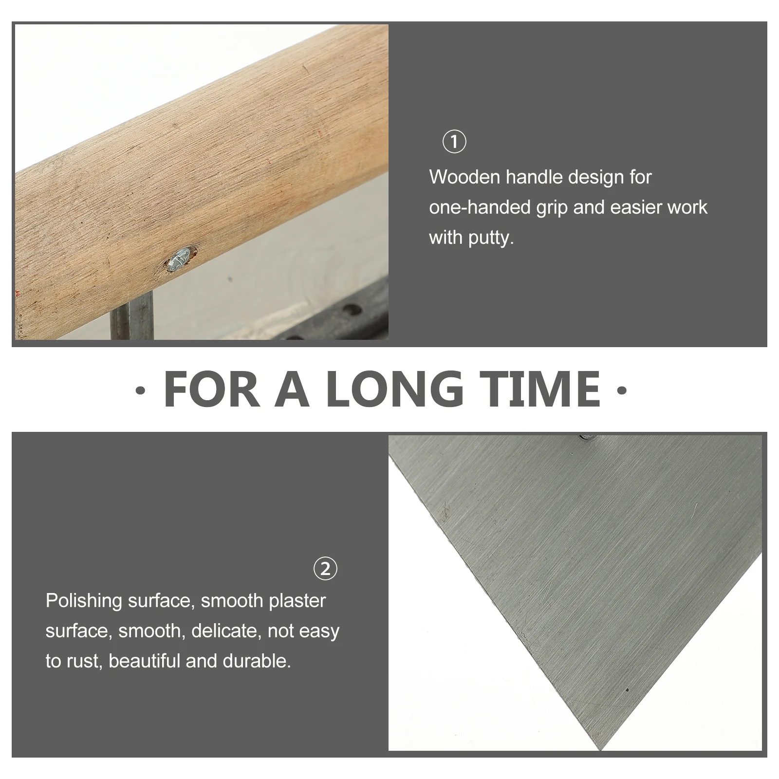 

Wooden Handle Plastering Smooth Polishing Easy Grip Mason Spatula Flooring Trowel Iron Trowel Building Tool