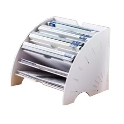 small desktop office furniture curved 6 layers racks A4 files holders doc. magazine book shelf dustproof eco-friendly plastic