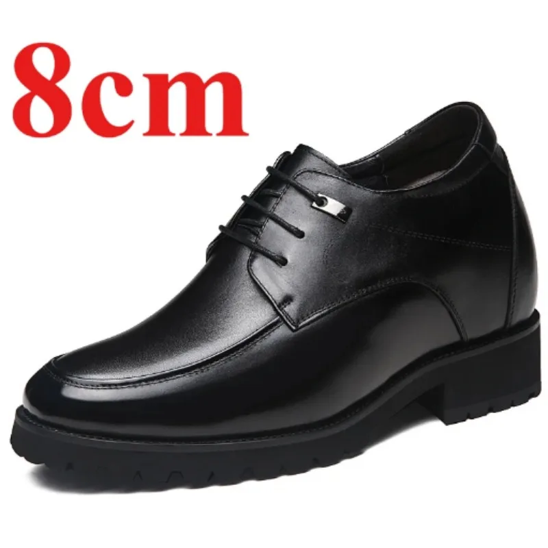 

Invisible Height-increasing Dress Shoes for Men's Increase 8cm Genuine Leather Derby Shoes Thick Platform Wedding Elevator Shoes