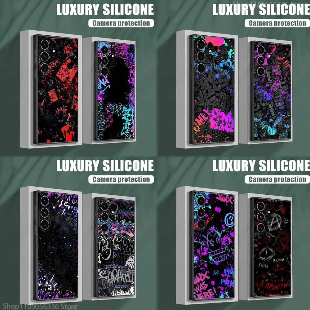 

Graffiti trend pattern Phone Case For Samsung S25,S24,S23,S22,S21,S20,S10,Ultra,Plus,Lite,FE,Soft Silicone Black Cover