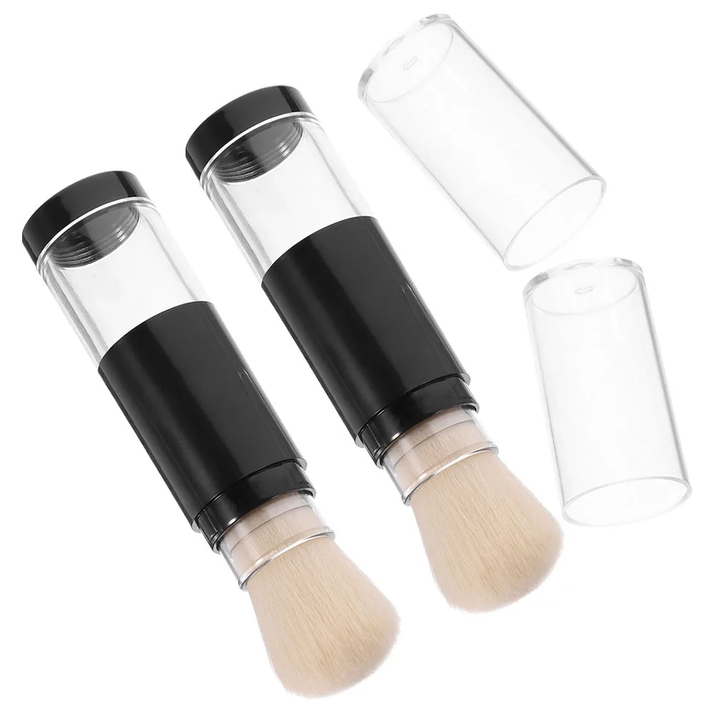 

2pcs Press-And-Dispense Makeup Brush Refillable Bottle For Travel Dense Foundation Powder Applicator Blush Tool Face