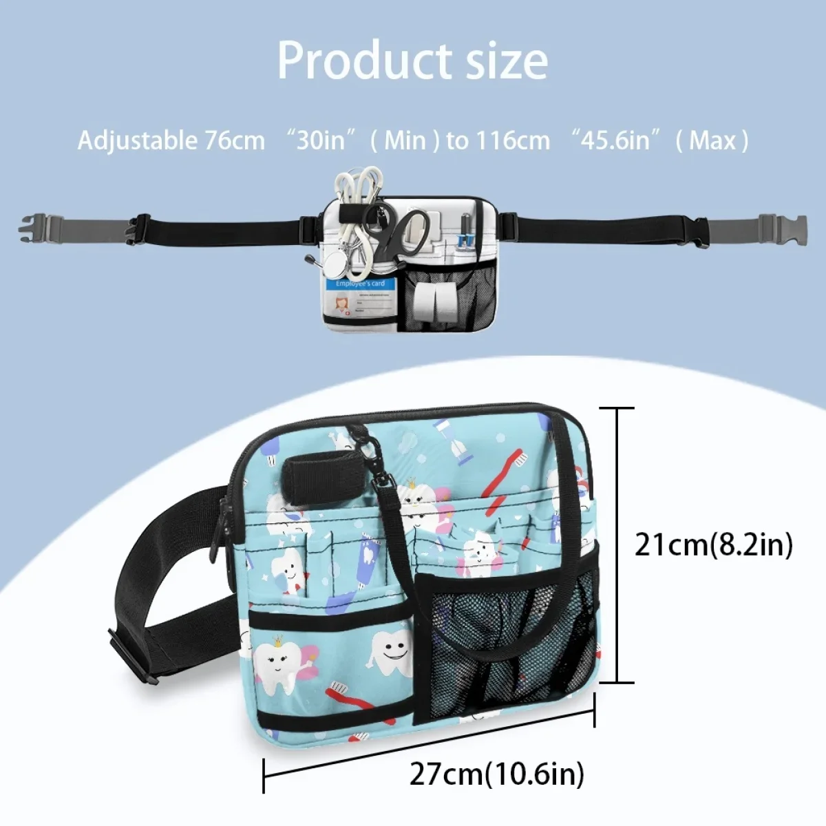 Riñonera ajustable para mujer, bolso de hombro para el trabajo hospitalario, Médico Dental con estampado, informal, con cinturón de almacenamiento