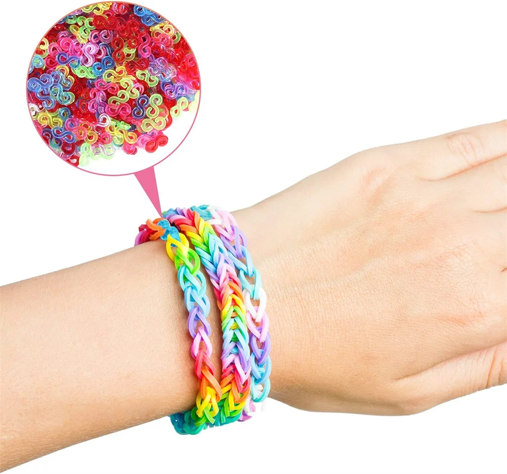 Kit de repuesto de pulsera con banda de goma para telar, 600 Uds., con 24 Uds. De ganchos para accesorios de joyería, juego de herramientas de manualidades DIY para tejer niños