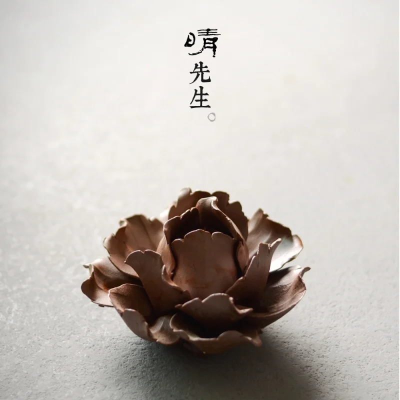 ★Jingdezhen Handmade Stoneware Peony Three-Hole Incense Holder Space Decoration Craft Gift Lotus Incense Burner