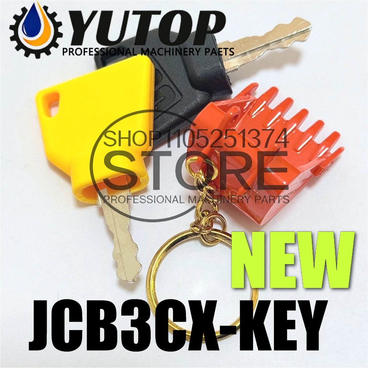 1/2 Piece Ignition Switch Starter Key Keychain-JCB3CX  Bomag Excavator Fit Most Digger Replacement Parts with Bucket Keychain