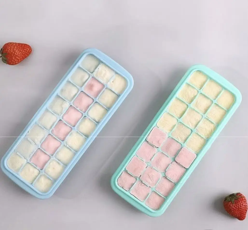 Bandeja de silicona para cubitos de hielo con tapa, máquina para hacer gelatinas de 24 cubos, moldes congelados de fácil liberación para whisky, cóctel, Cola, alimentos y bebidas para bebés