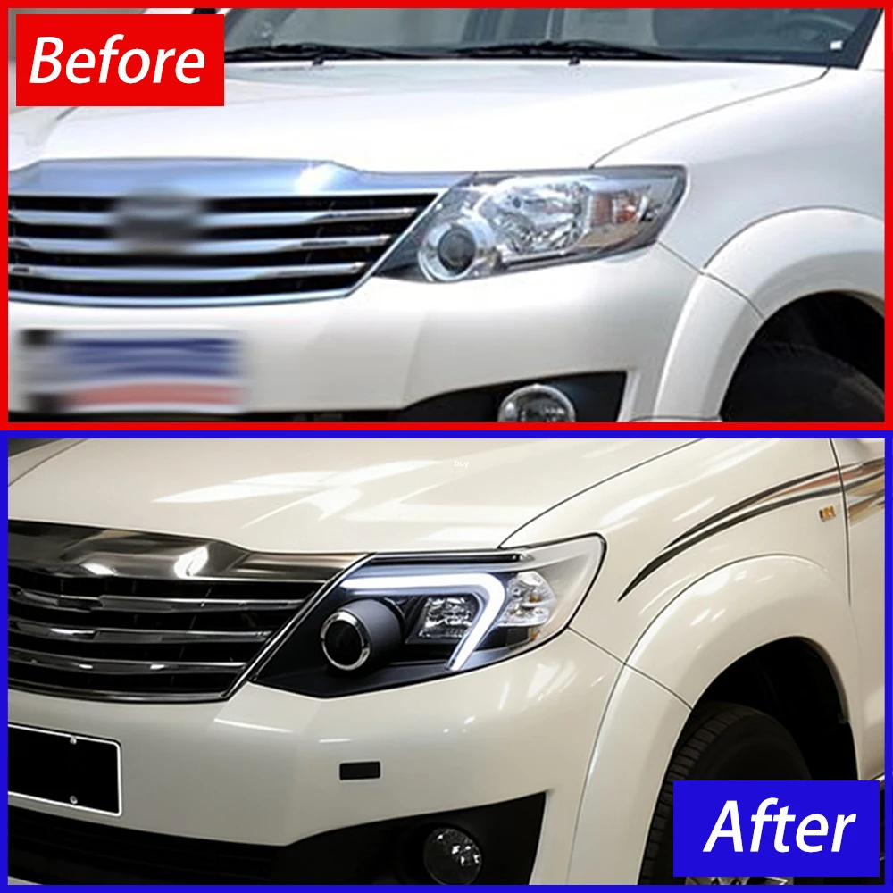 For Toyota Fortuner 2011-2015 Auto Headlight Assembly Upgrade High Quality Car LED Projector Lens Plug and Play Tool Accessories