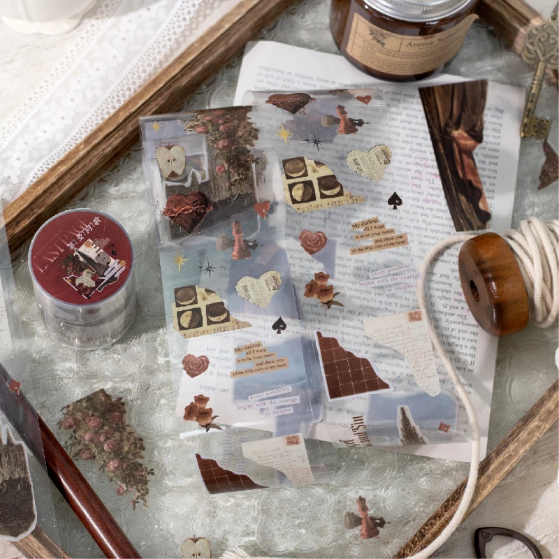 JIANQI 50 مللي متر * 2 متر أشرطة المواد الشفافة شظايا الكولاج لتقوم بها بنفسك شريطٌ لاصق سكرابوكينغ بطاقة لاصقة ملصقات القرطاسية