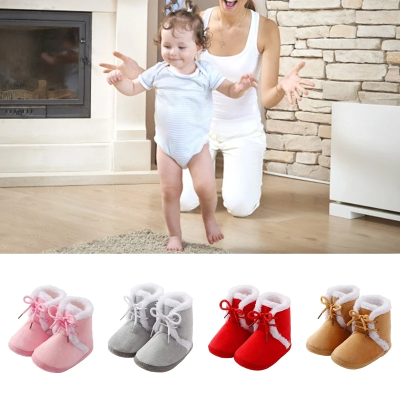 

1 Pair Breathable Cotton First Walking Shoes For Baby With Anti Skid Bottom Design And Lovely Bowknot Detail 24BE
