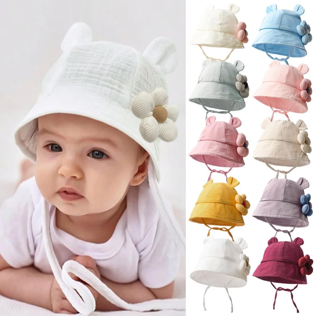 

Summer Baby Hat Boys and Girls Breathable Basin Hat Flowers Beach Hat Children's Comfortable Cotton Sunshade Fisherman Hat