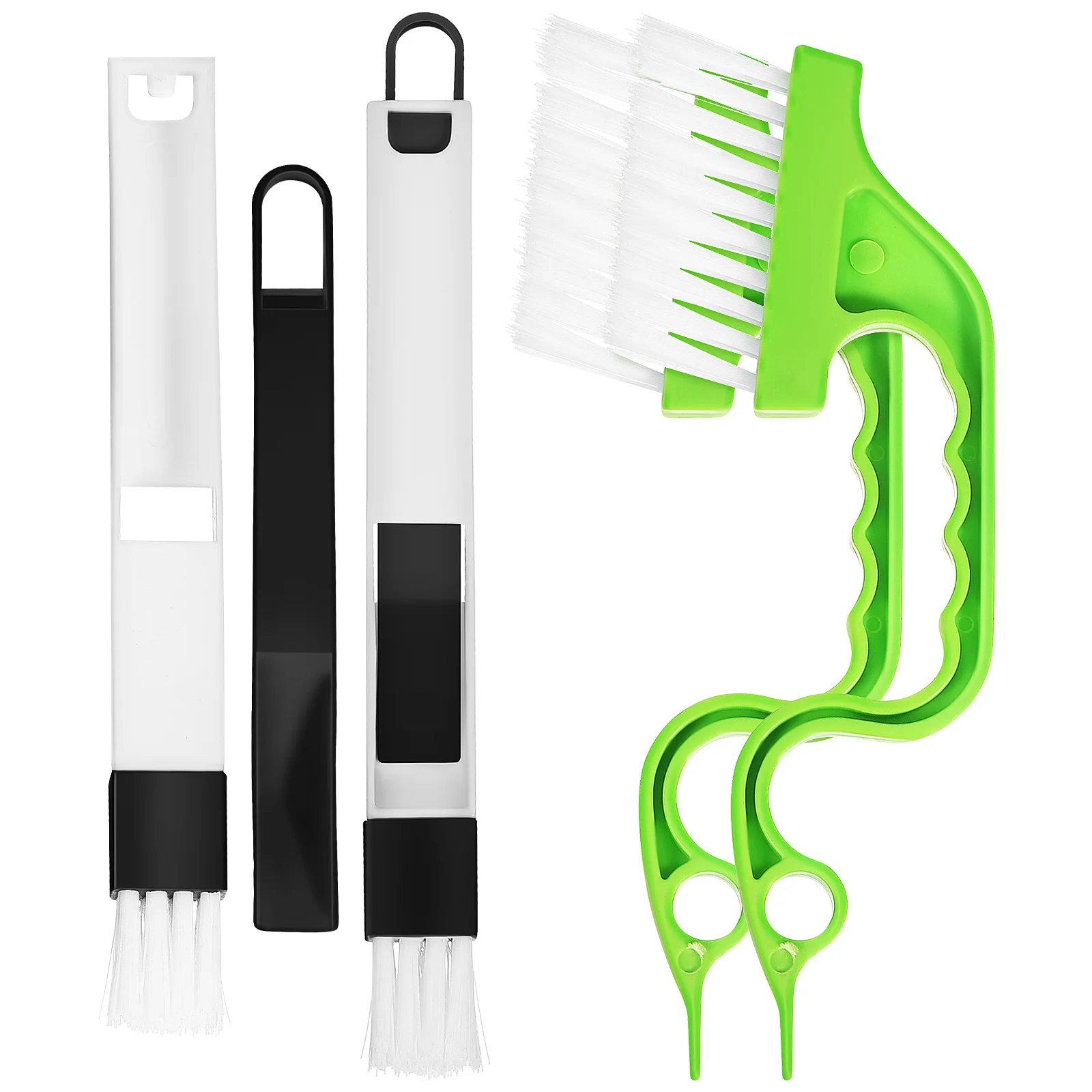 4 Pcs Cleaning Brush Set 2 Green Handheld Brushes 2 Kitchen Bathroom Seam Brushes Home Dorm Office Window Slot Door Rail