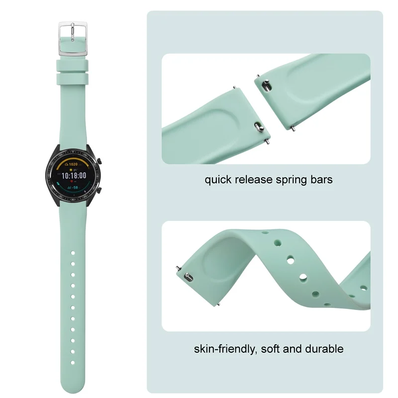 ANNEFIT Silicone Watch Bands, Quick Release Rubber Sport Strap 18mm 20mm 22mm with Classic Clasp