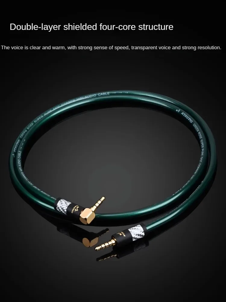 Fever 4-Section 3.5MM Mobile Phone Sound Card Cable Single Crystal Copper Microphone K Song Pair Recording  3.5 Aux Audio cable