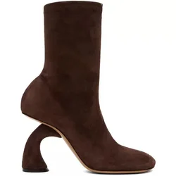 2024 Autumn/Winter New Alien High Heels Women's Short Boots Fashion Round Head Side Zipper Black Women's Large Ankle Boots