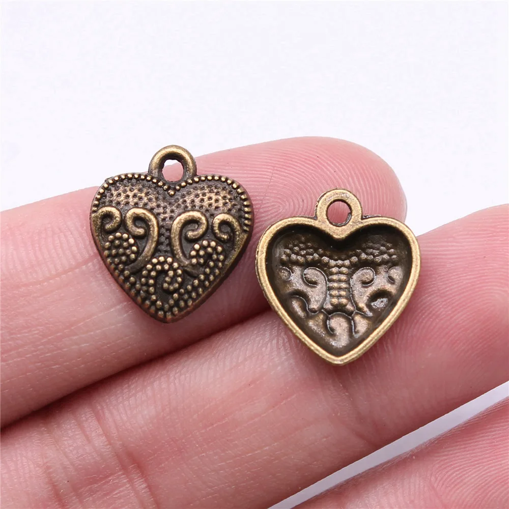 Grid Heart Couple Wedding Charm Pendant Alloy Love Theme For DIY Bracelet Necklace Jewelry Making Supplies - view 5