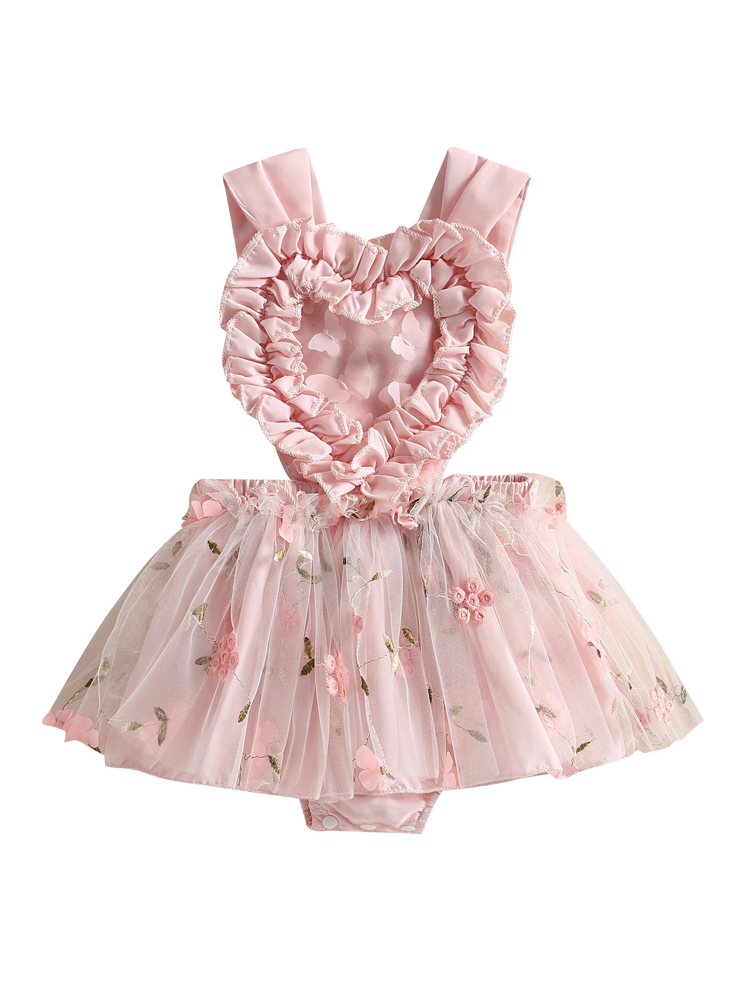 Elegant Sleeveless Tulle Princess Dress with Pearl Flower Embellishments for Girls Party and Stage Performances