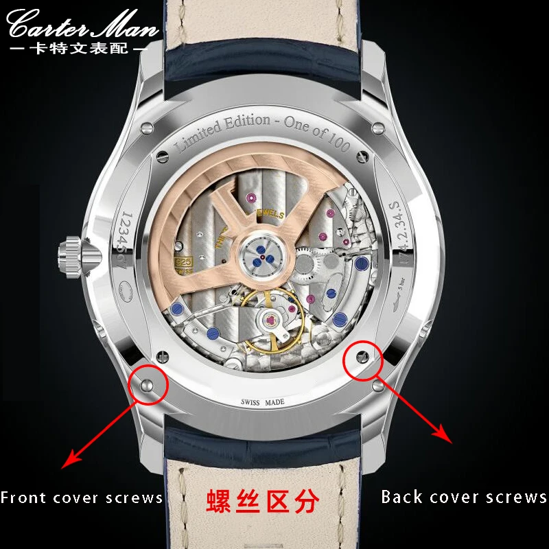 For Jaeger LeCoultre Master Series Lunar Watch Screw Back Cover Bottom Cover One Word Precision Steel Screw Accessories Men\'s