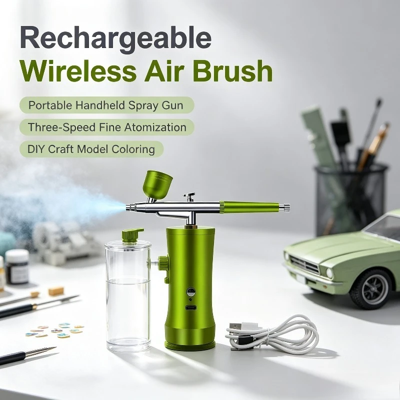 Rechargeable Portable Wireless Air Brush, Handheld Spray Gun with Three-Speed Atomization for DIY Craft Model Coloring
