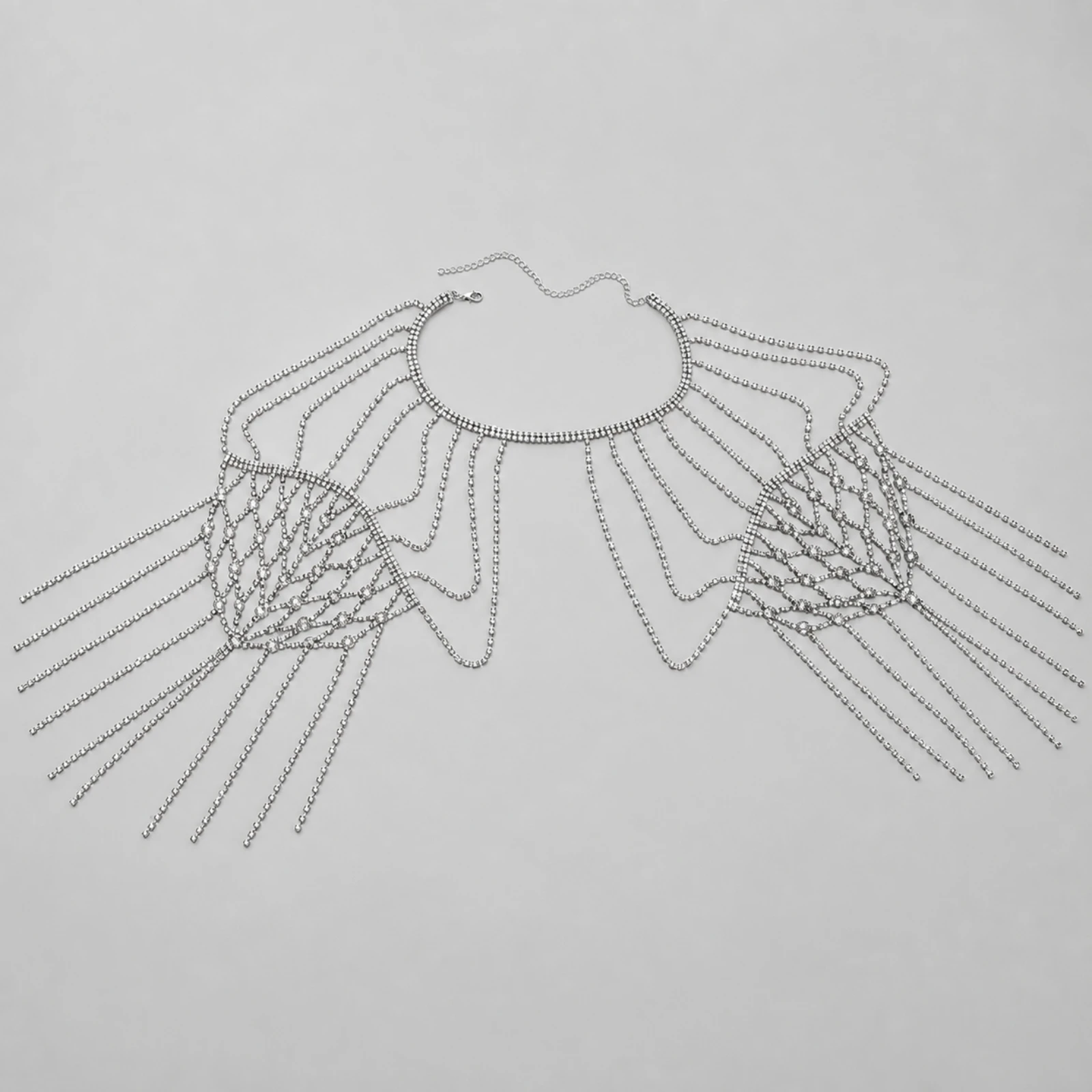 Shoulder Body Chain with Fringe Strands Multilayer Geometric Shoulder Drape Chain Statement Lightweight for Wedding
