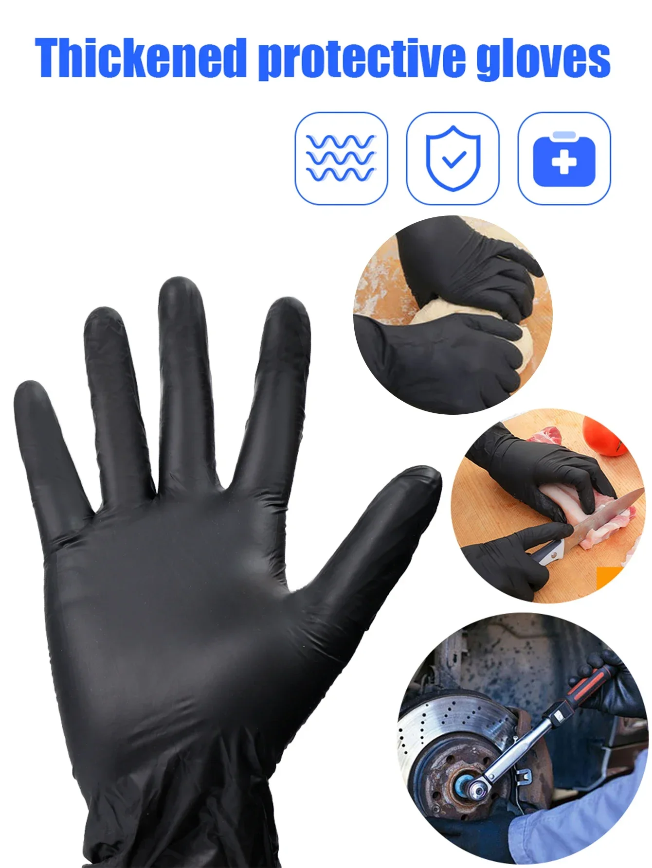 20/100PCS Disposable Black Nitrile Gloves Powder Free Black Nitrile Gloves Work Gloves for Household Cleaning Dish Washing