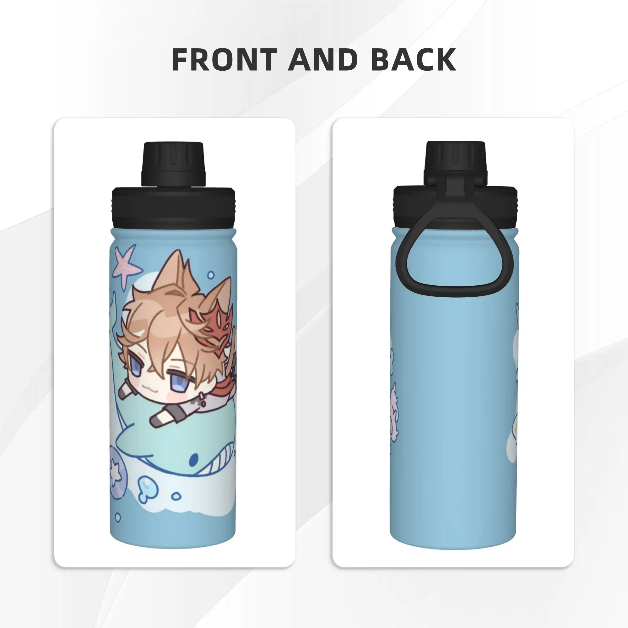 Genshins Impact Chibi Childe 18OZ Sports Insulated Kettle  Coffee Cups Vacuum Flask Car Mug Hot Cold Drink