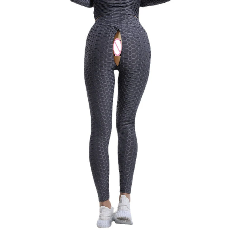 Women  Open Crotch High Elastic High Waist Hip Lift Car Couple Convenient Free Fitness Pants Leggings   Open Crotch trousers
