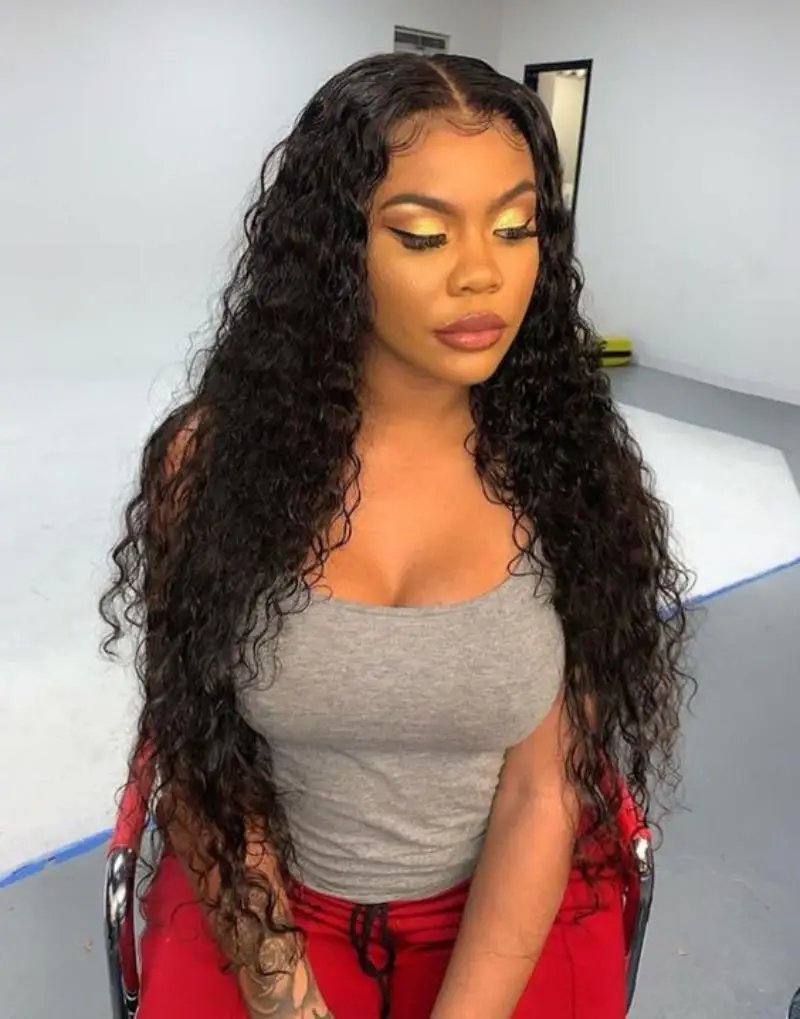 

Full brazilian 40 inch deep wave hd lace frontal human hair wig Transparent 13x6 curly preplucked cheap wigs on sale clearance