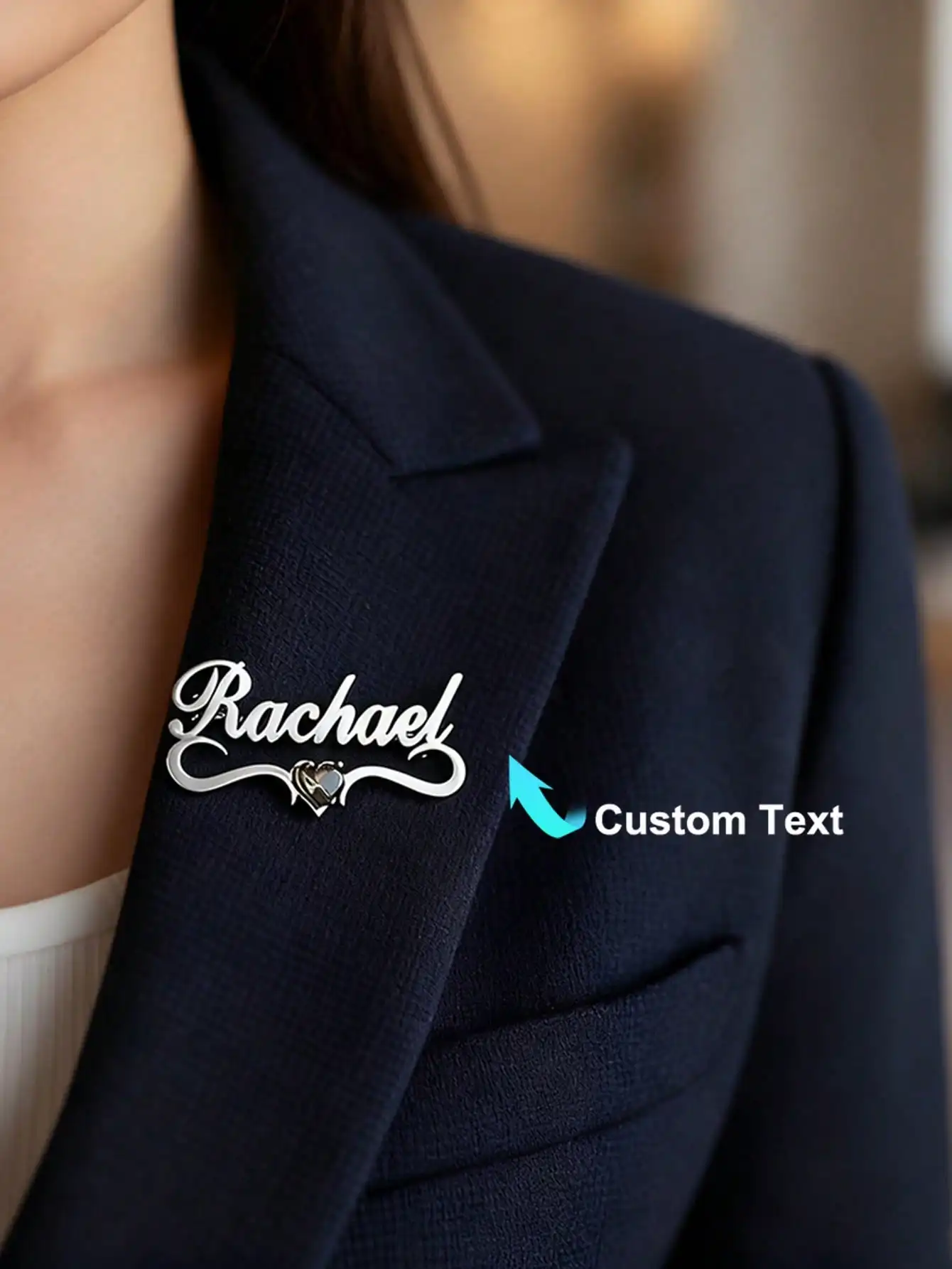 Customized Ribbon Name Brooches Personalized Stainless Steel Ribbon Heart Birthstone Name Lapel Pin Brooch Custom Jewelry view 2