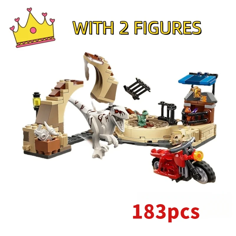 Compatible Sets Jurassiced Series Atrocyraptor Dinosaur: Bike Chase Building Blocks Model Fit MOC 76945 Set Toys For Kids Gifts