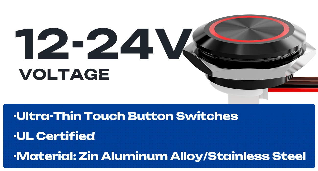 FILN 3 Stück 19mm Dünner Momentaner Drucktastenschalter 12V24V 0,05A DC Kurzzeit-Drucktaster IP67 Wasserdicht mit Steckanschluss – Detail 2