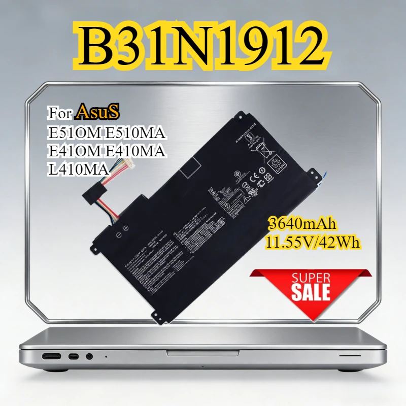 

42Wh New Replacement Laptop Battery B31N1912 C31N1912 for Asus VivoBook 14 E410MA-EK018TS EK026TS BV162T F414MA EK017TS E510MA