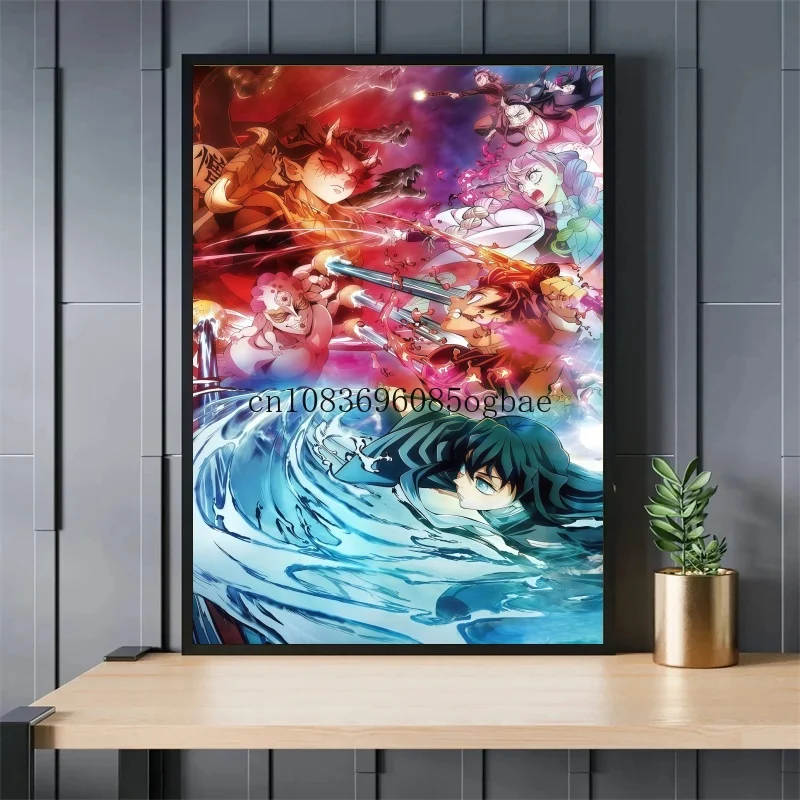 أنيمي شيطان القاتل الكلاسيكية قماش اللوحة أنيمي شخصية الملصقات HD جدار صورة فنية الحديثة المنزل غرفة الأطفال الديكور #6